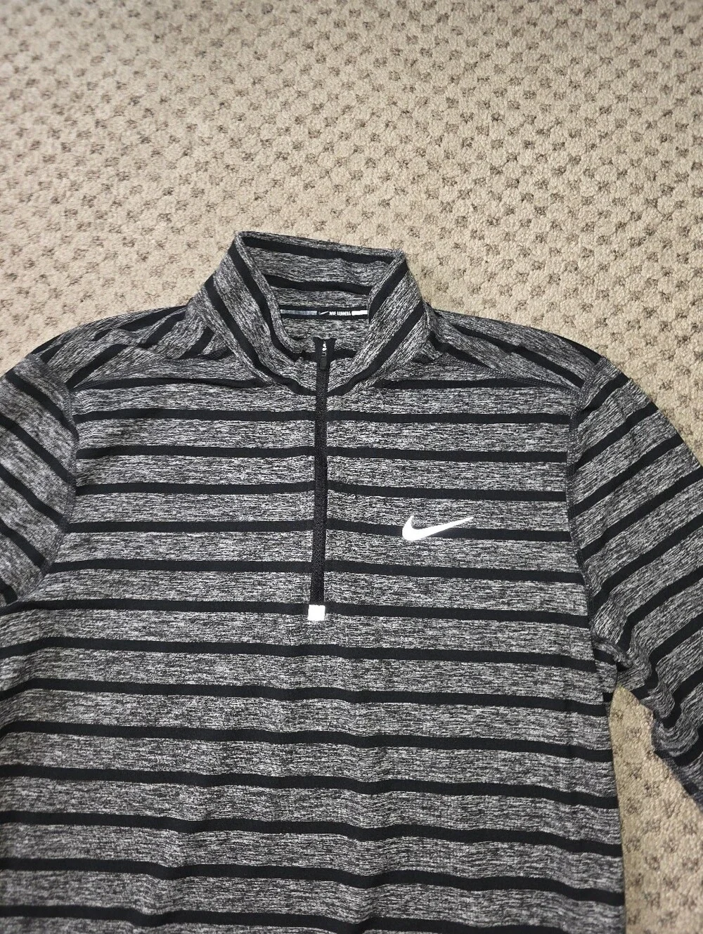 Nike Running Men’s Black & Gray Striped Quarter-Zip